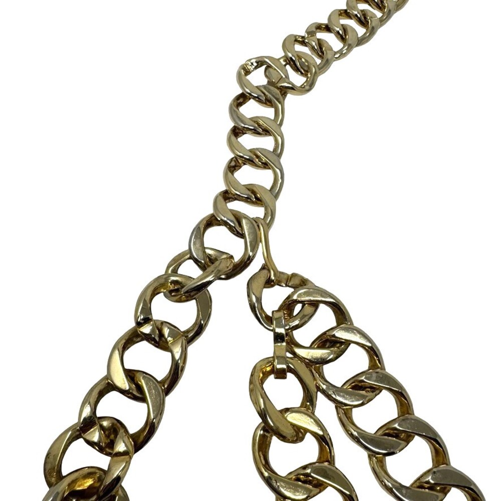 Vintage womens belt Gold Tone Curb Chain Belt heavy chunky Draped coin - Picture 9 of 11